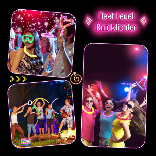 Deko mit Knicklichter Armbändern für Kindergeburtstag & mehr! Sensorik Spielzeug für Kleinkinder, 6 Farben LED Pop Tubes Fidget Toys Kindergeburtstag Mitgebsel Knicklichter Armbänder